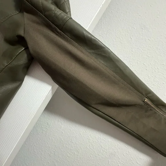 New York & Company Women's Olive Faux Leather Jacket - Picture 5 of 6